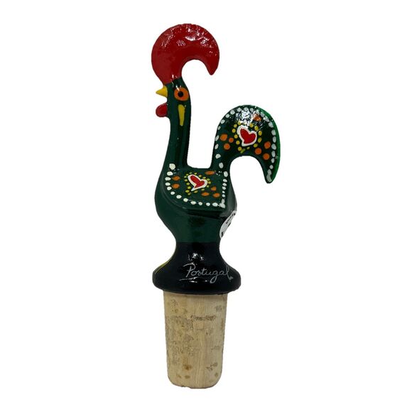 Vintage Portuguese The Rooster of Galo De Barcelos Wine Bottle Cork 4.5" - Picture 1 of 11